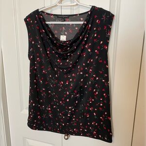 NWT Banana Republic black sleeveless floral print top